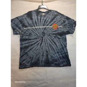 Santa Cruz Men T-Shirt XL Gray Tie Dye Logo Short Sleeve Skate Board Tee